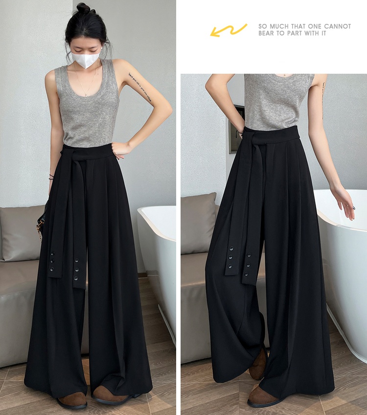 Bandage loose wide leg pants Casual business suit for women