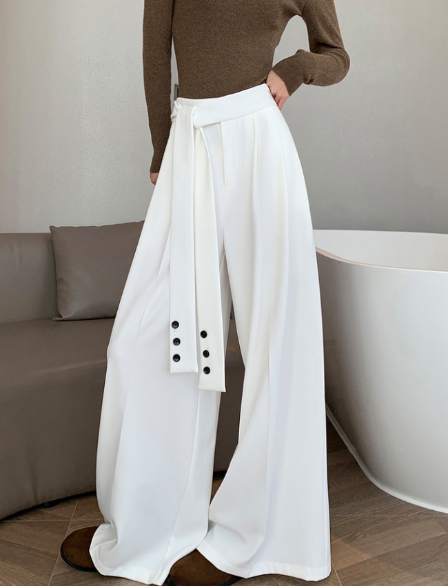 Bandage loose wide leg pants Casual business suit for women