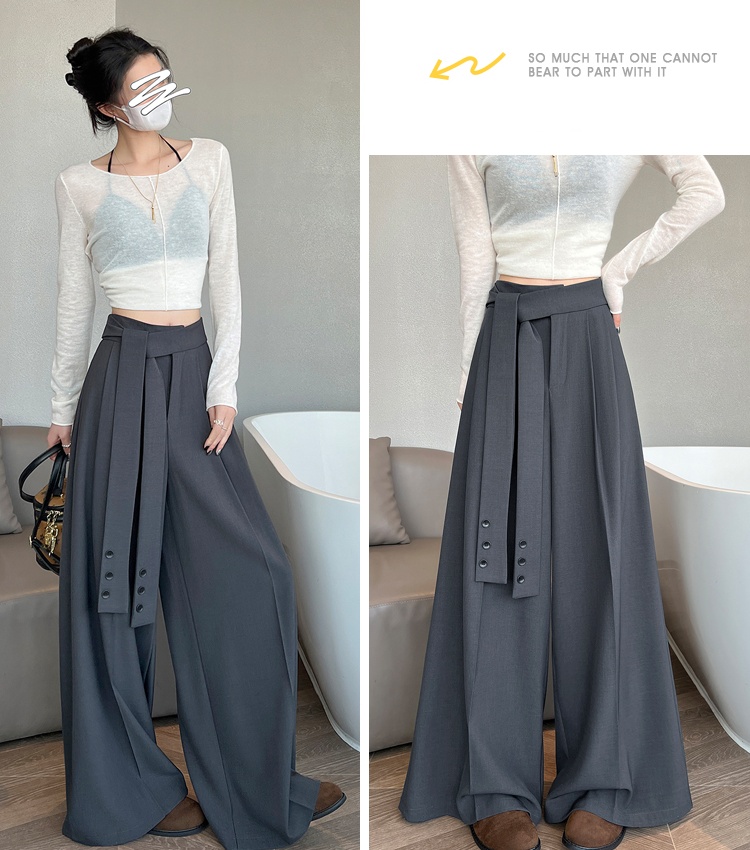 Bandage loose wide leg pants Casual business suit for women