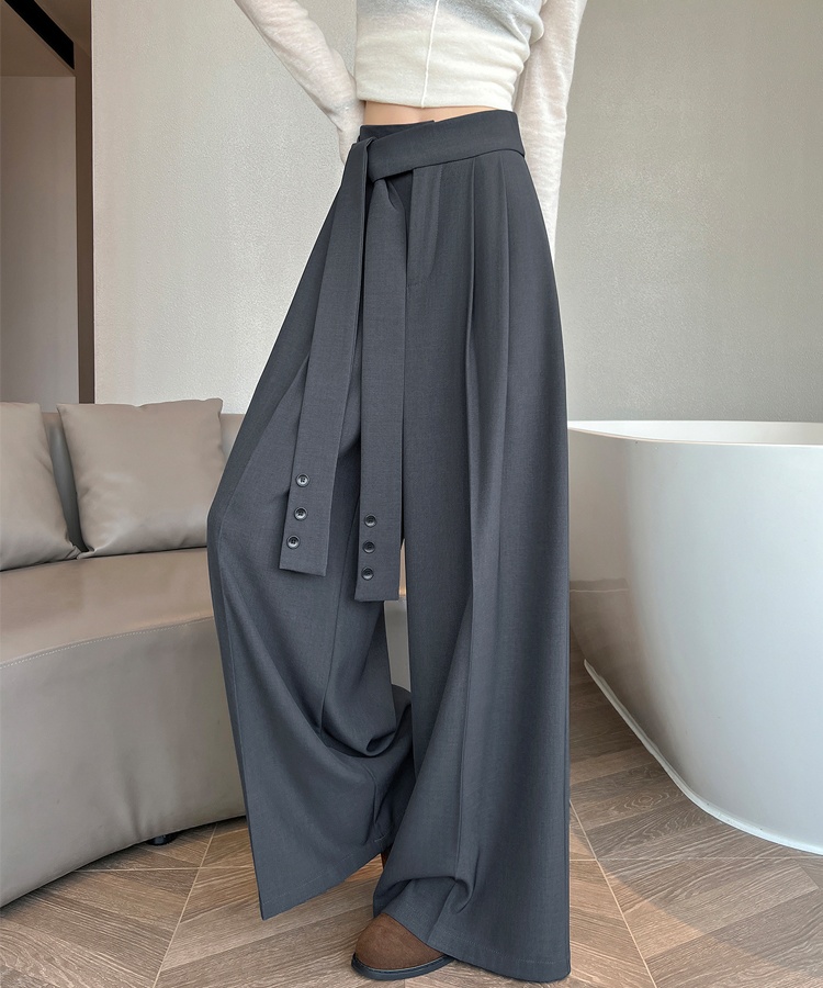 Bandage loose wide leg pants Casual business suit for women