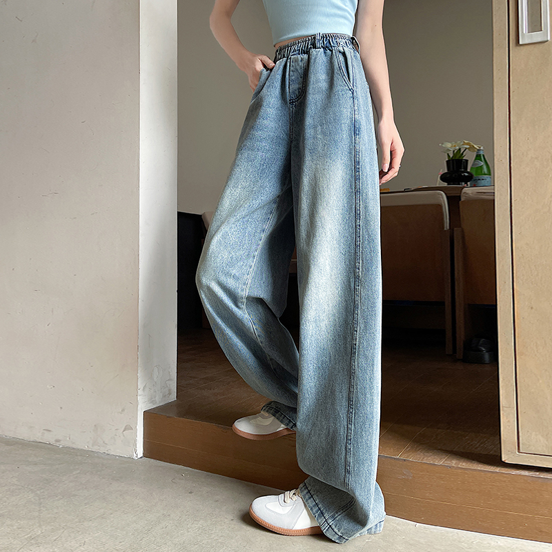 Slim loose high waist pants mopping straight spring jeans