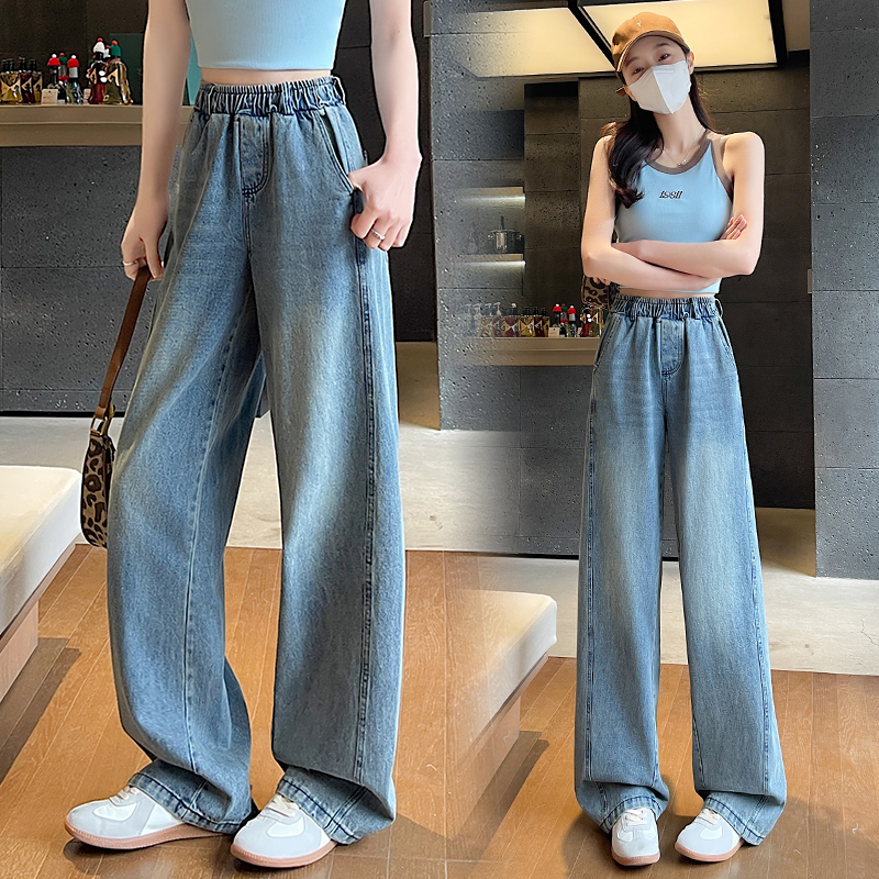 Slim loose high waist pants mopping straight spring jeans