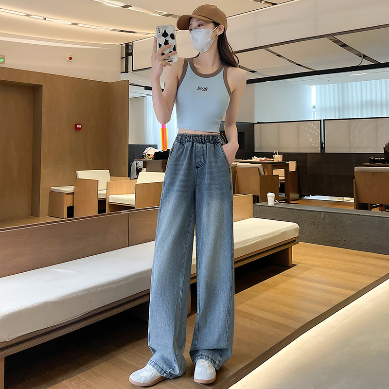 Slim loose high waist pants mopping straight spring jeans