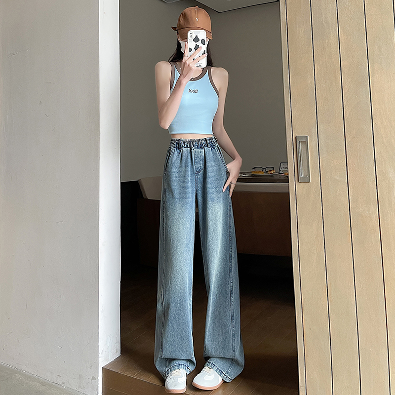 Slim loose high waist pants mopping straight spring jeans