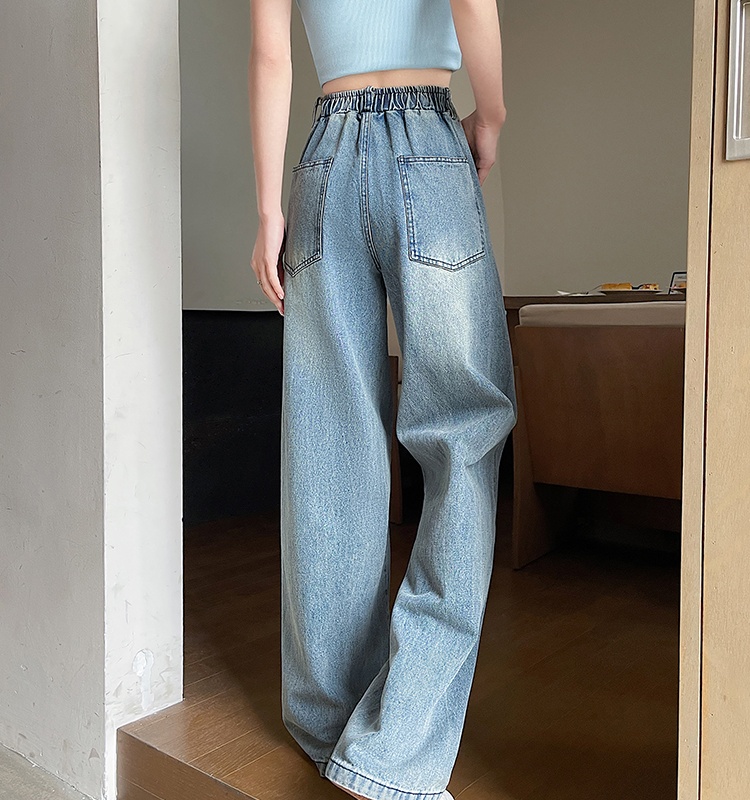 Slim loose high waist pants mopping straight spring jeans