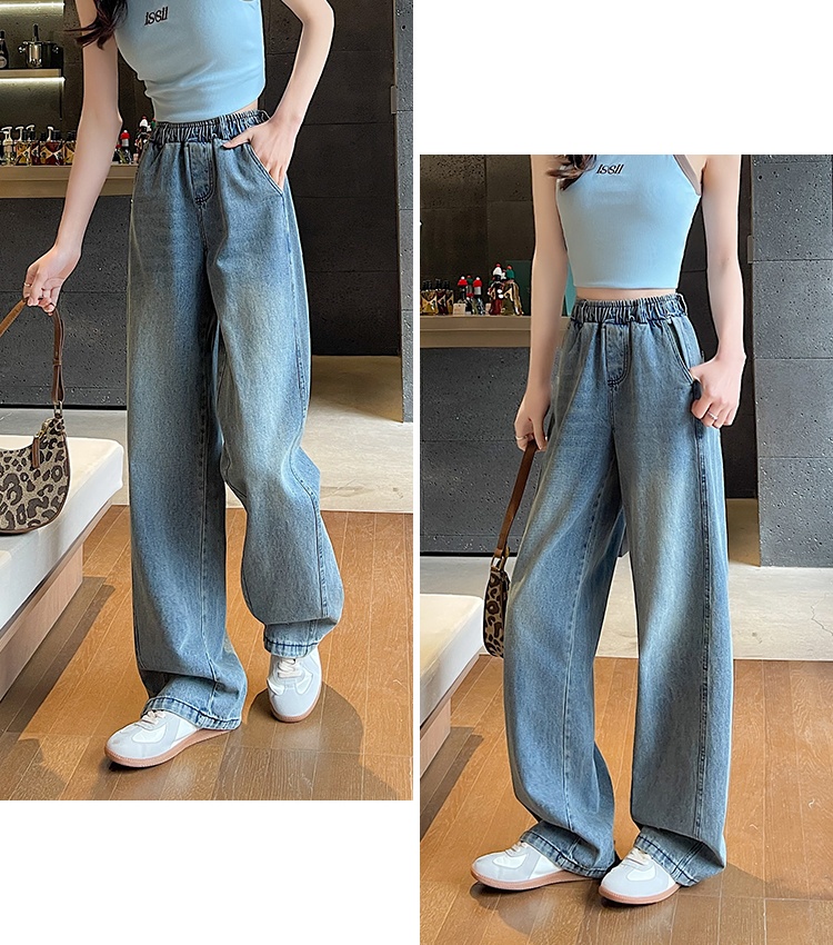 Slim loose high waist pants mopping straight spring jeans