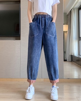 Splice colors-bar jeans art slim harem pants for women