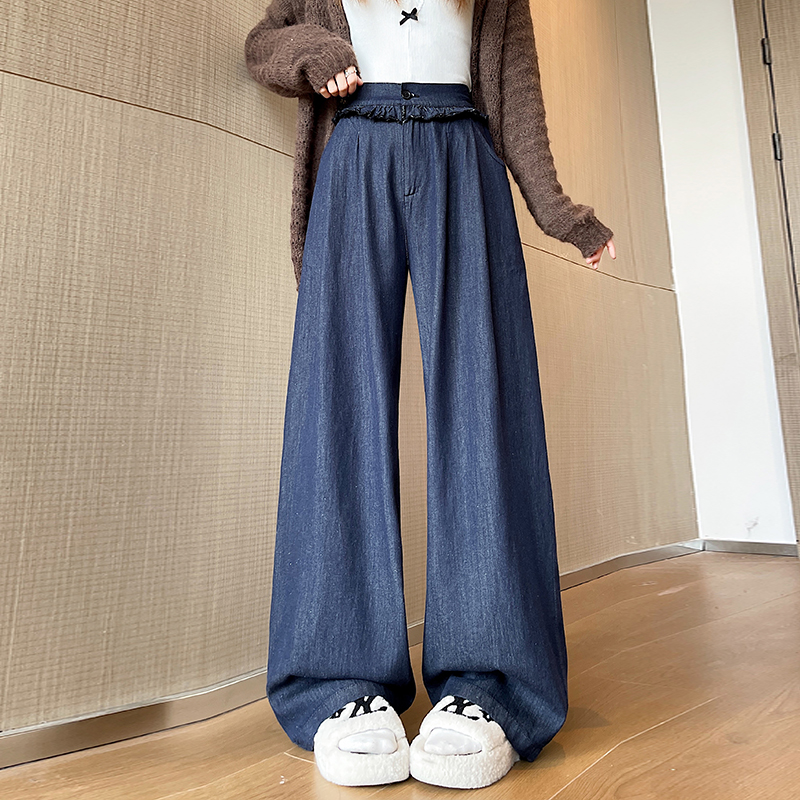 Straight drape wide leg cozy soft jeans for women