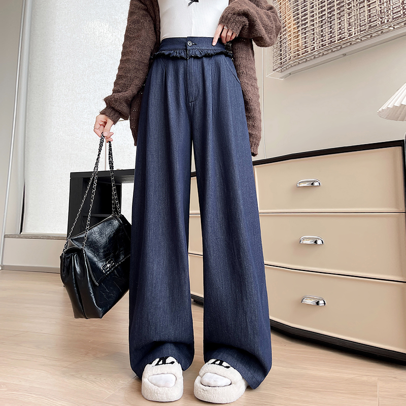 Straight drape wide leg cozy soft jeans for women