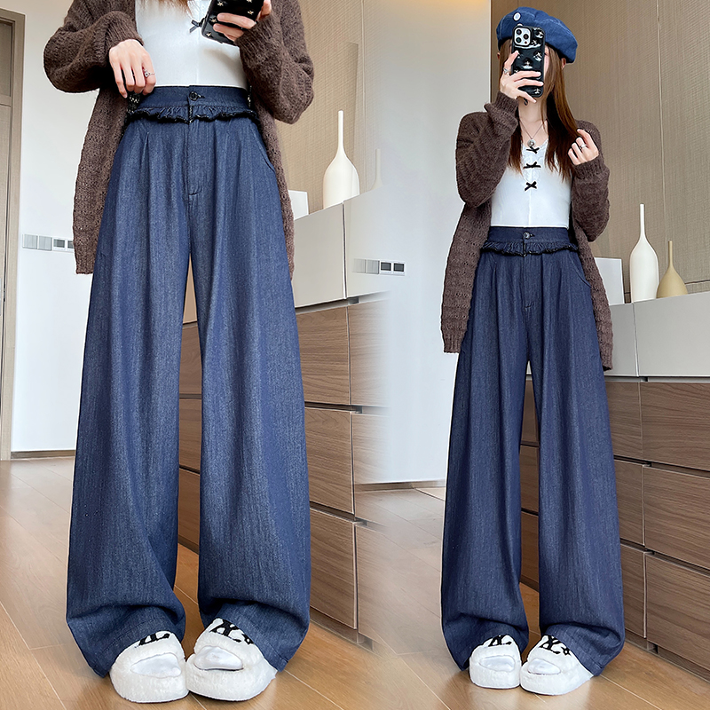 Straight drape wide leg cozy soft jeans for women