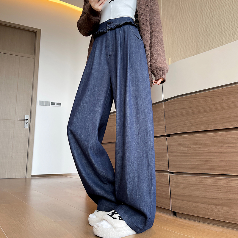 Straight drape wide leg cozy soft jeans for women