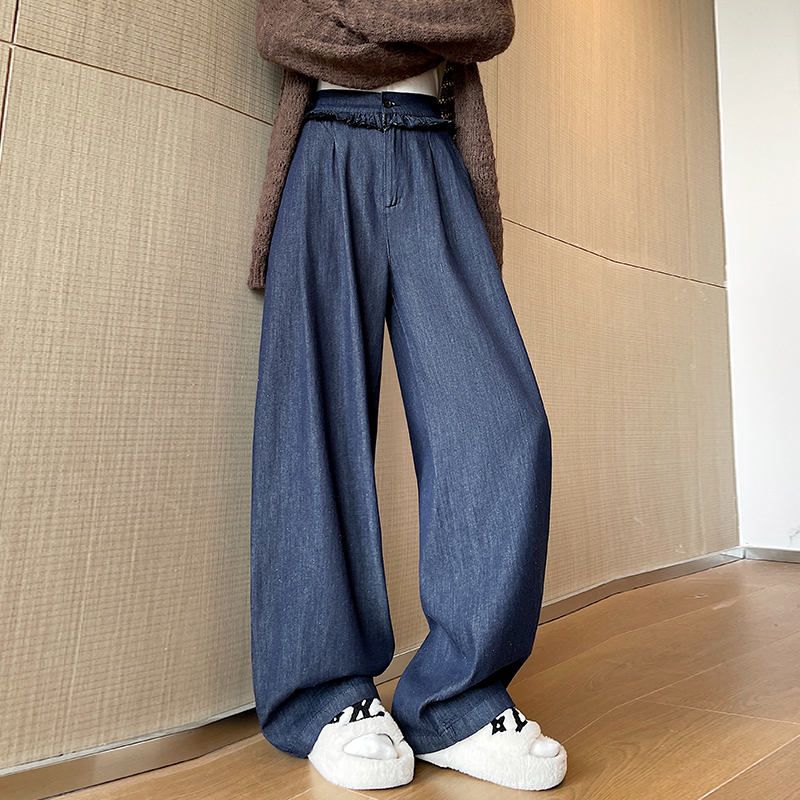 Straight drape wide leg cozy soft jeans for women