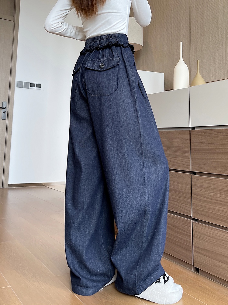 Straight drape wide leg cozy soft jeans for women