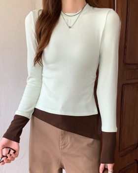 Slim long sleeve bottoming shirt spring Pseudo-two tops