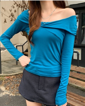 Slim spring T-shirt sloping shoulder bottoming shirt