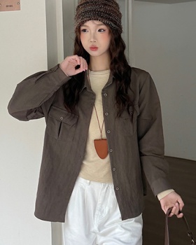 Loose green work clothing long sleeve coat for women