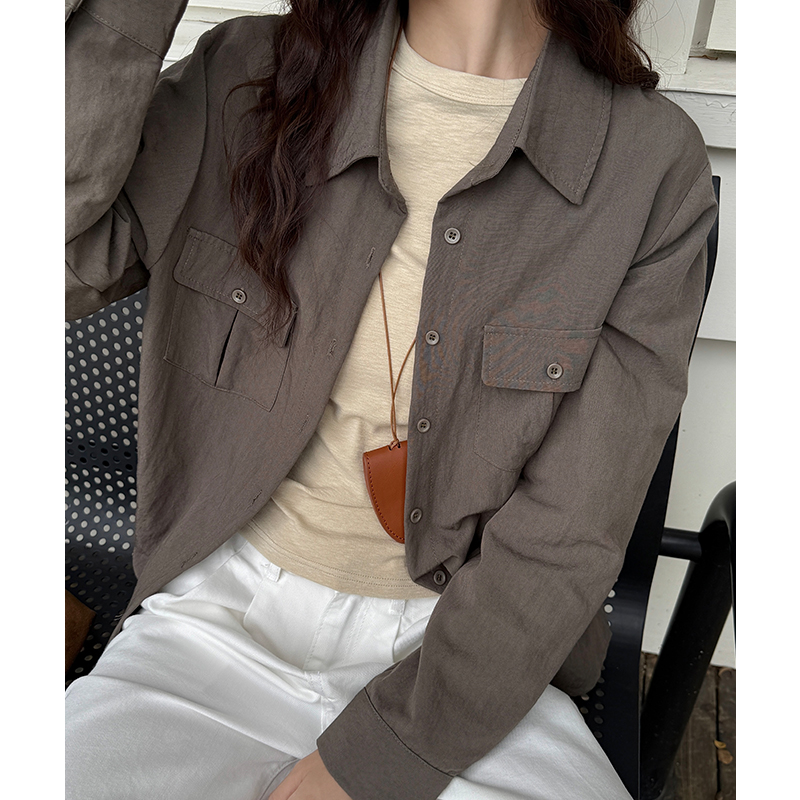 Loose green work clothing long sleeve coat for women