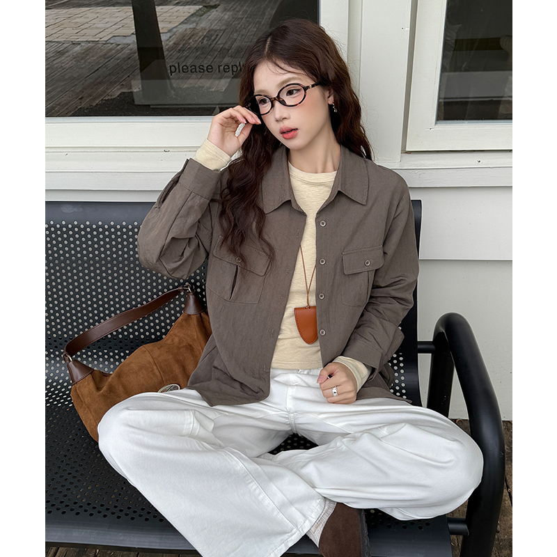 Loose green work clothing long sleeve coat for women