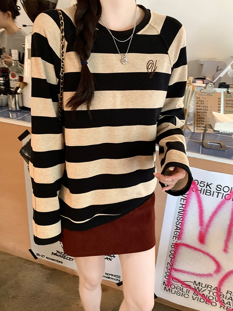 Long sleeve T-shirt embroidery tops for women