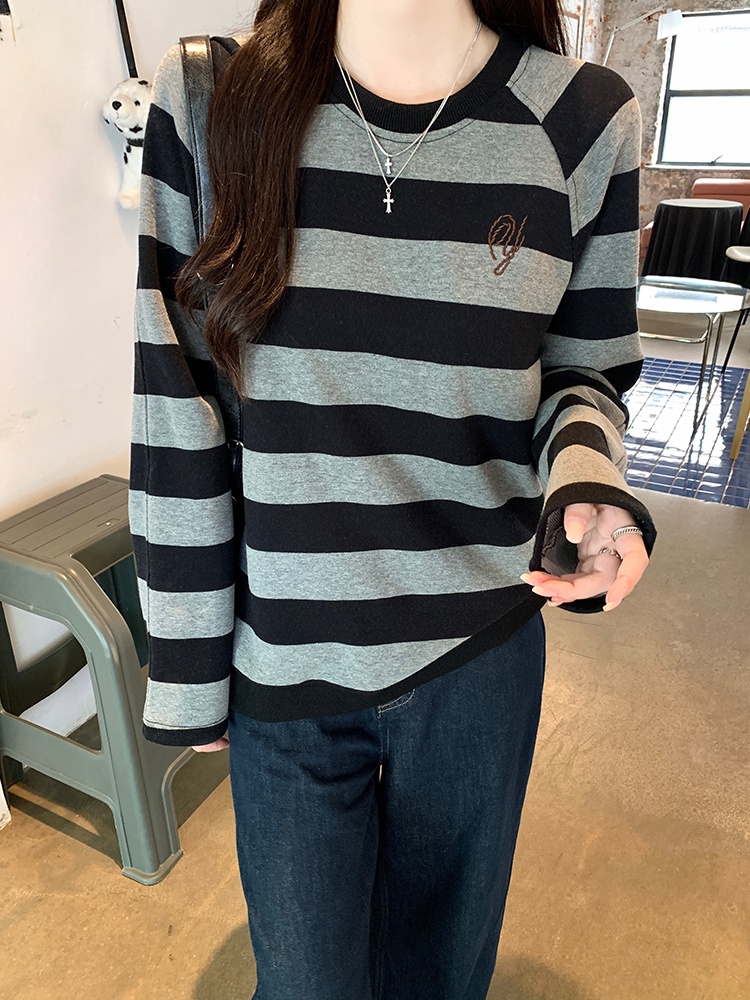 Long sleeve T-shirt embroidery tops for women