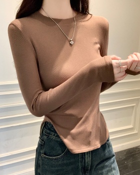 Slim arc hem bottoming shirt spring T-shirt