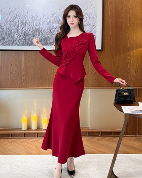 Asymmetry spring long dress fashion package hip dress