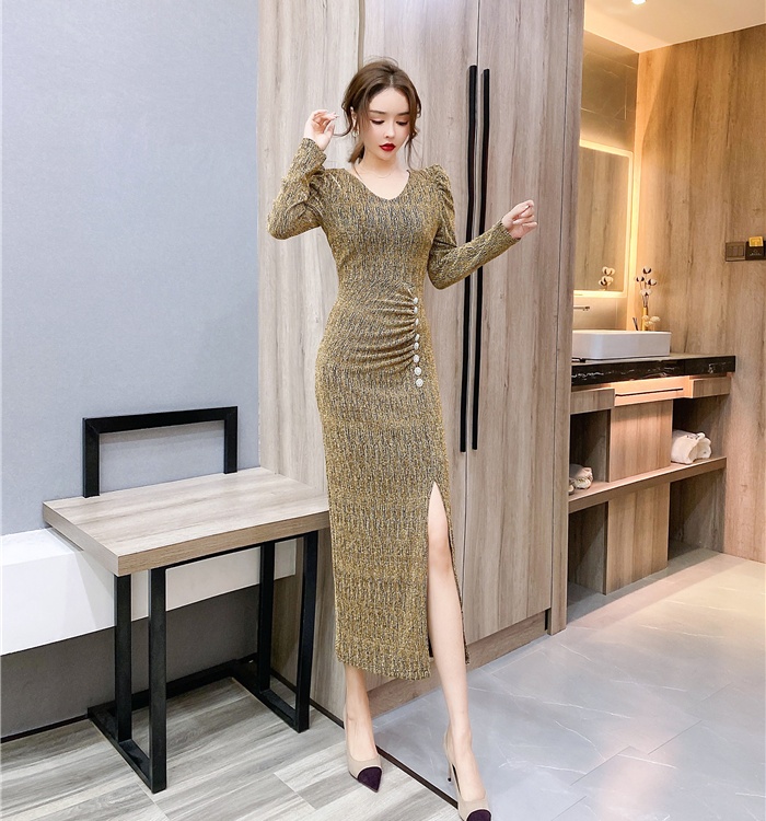 Elasticity Western style dress slim long dress