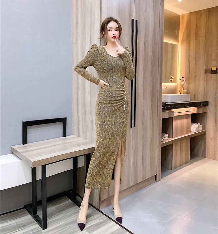 Elasticity Western style dress slim long dress