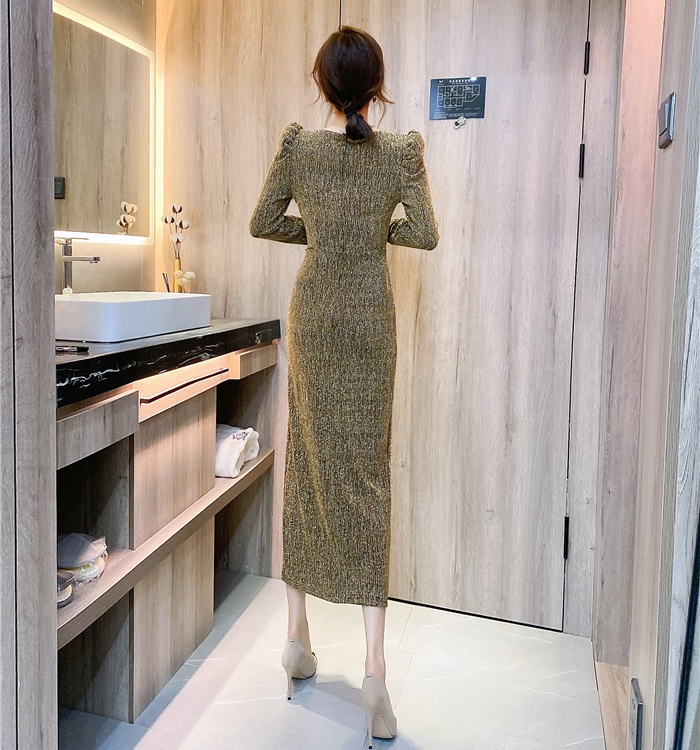 Elasticity Western style dress slim long dress