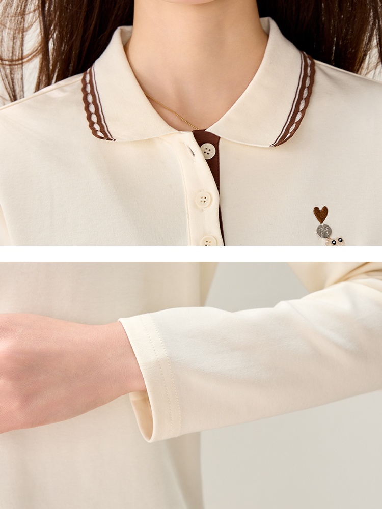 Spring apricot long sleeve tops Casual slim shirts