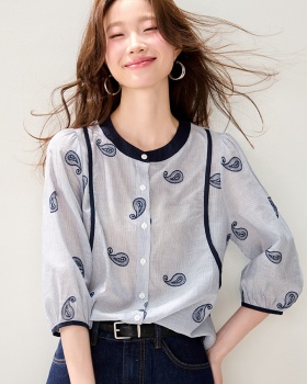 Casual round neck cardigan mixed colors spring shirt