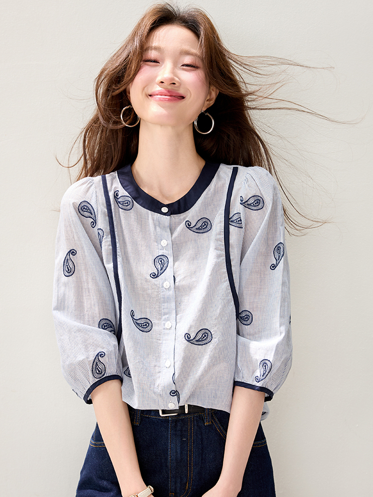 Casual round neck cardigan mixed colors spring shirt