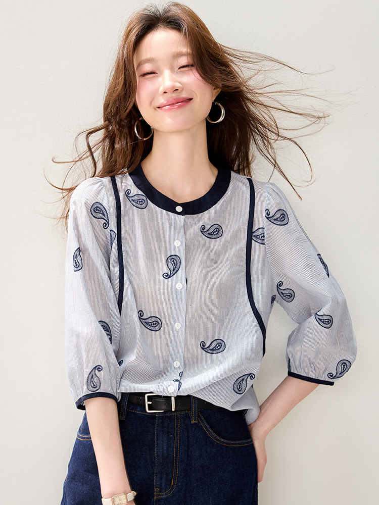 Casual round neck cardigan mixed colors spring shirt