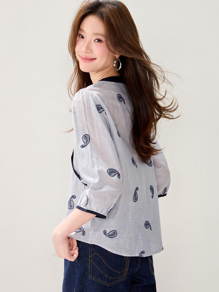 Casual round neck cardigan mixed colors spring shirt