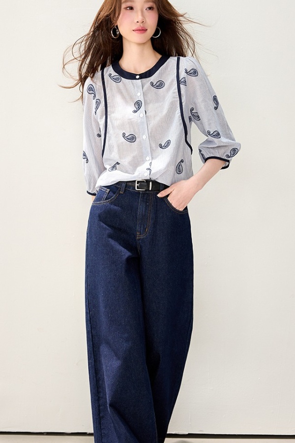 Casual round neck cardigan mixed colors spring shirt