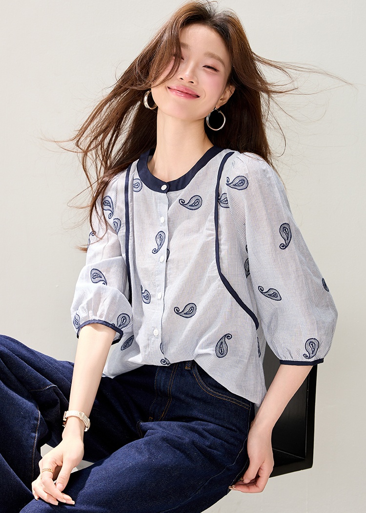 Casual round neck cardigan mixed colors spring shirt