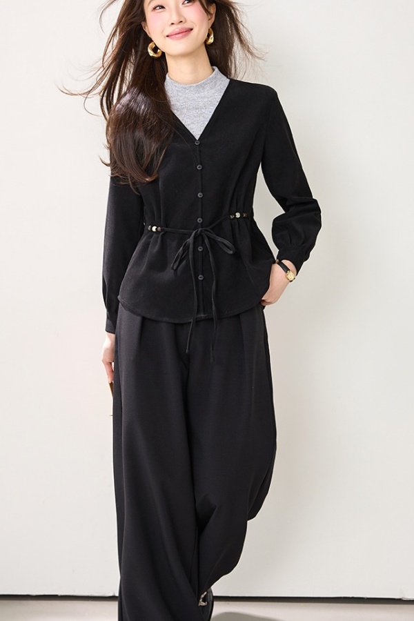 Mixed colors retro pullover Pseudo-two splice tops