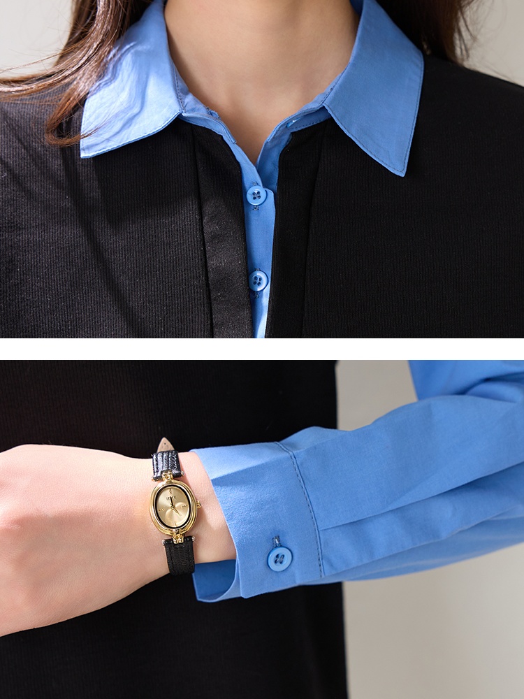 Pseudo-two Casual loose tops commuting slim shirt for women