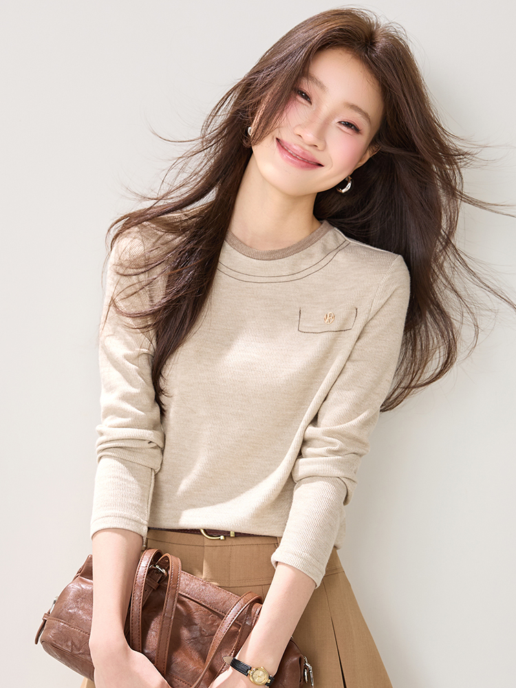 Bottoming round neck T-shirt slim long sleeve tops for women