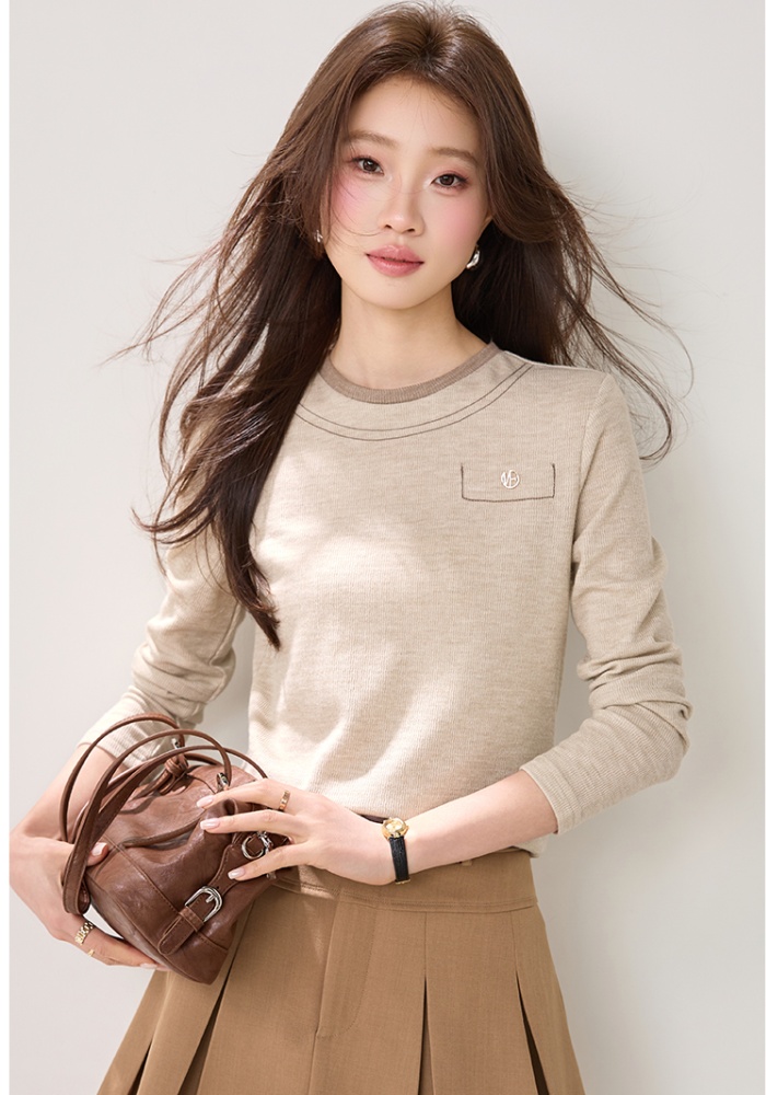 Bottoming round neck T-shirt slim long sleeve tops for women