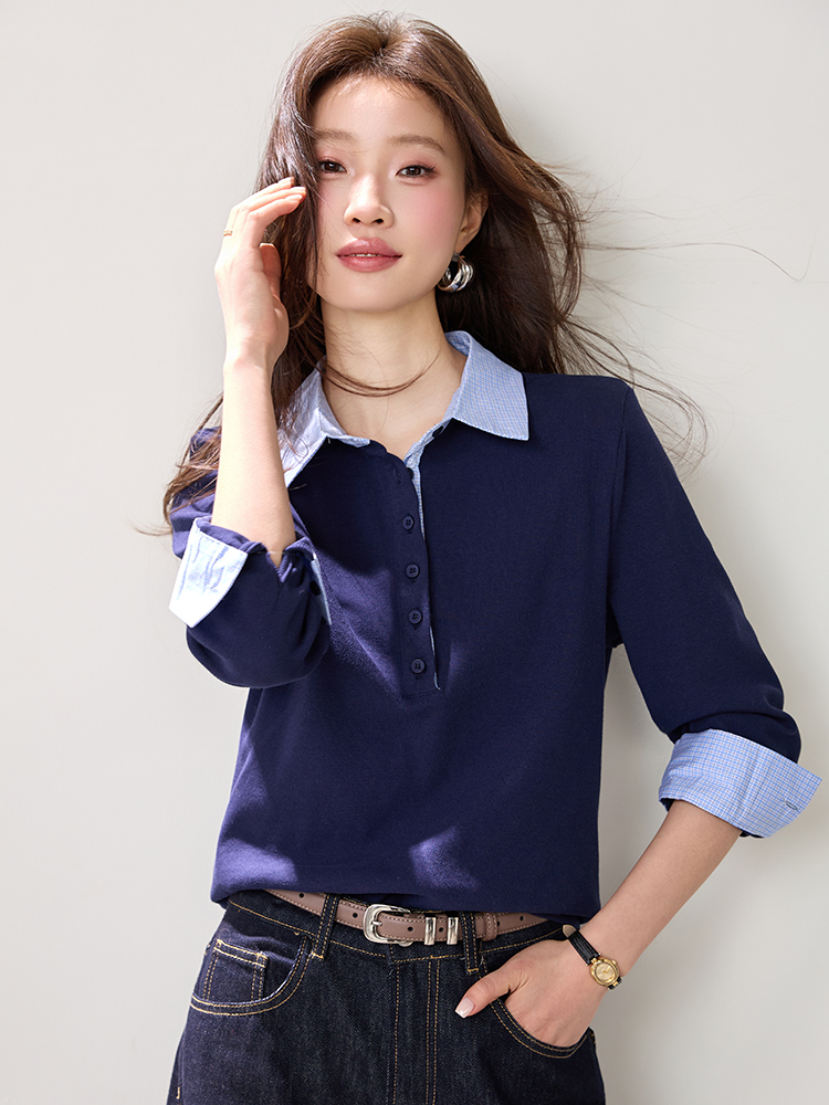 Casual Pseudo-two commuting spring T-shirt for women