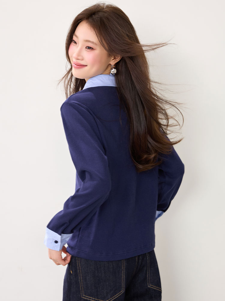 Casual Pseudo-two commuting spring T-shirt for women