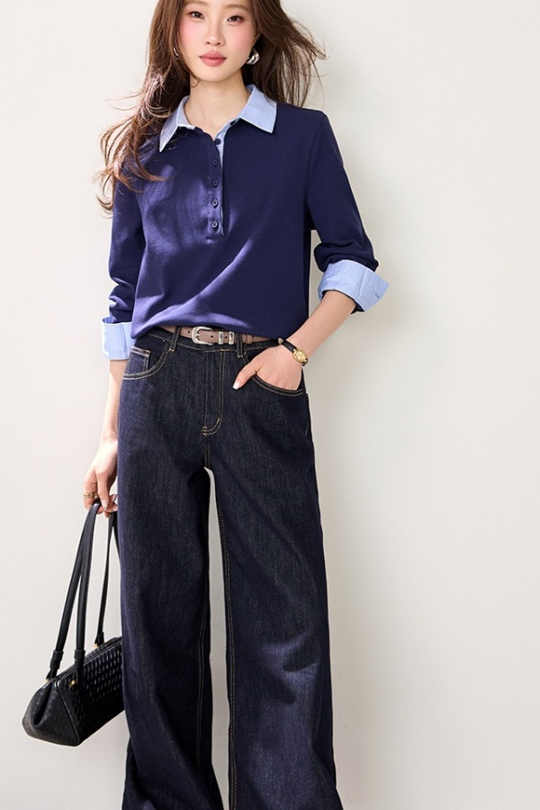 Casual Pseudo-two commuting spring T-shirt for women
