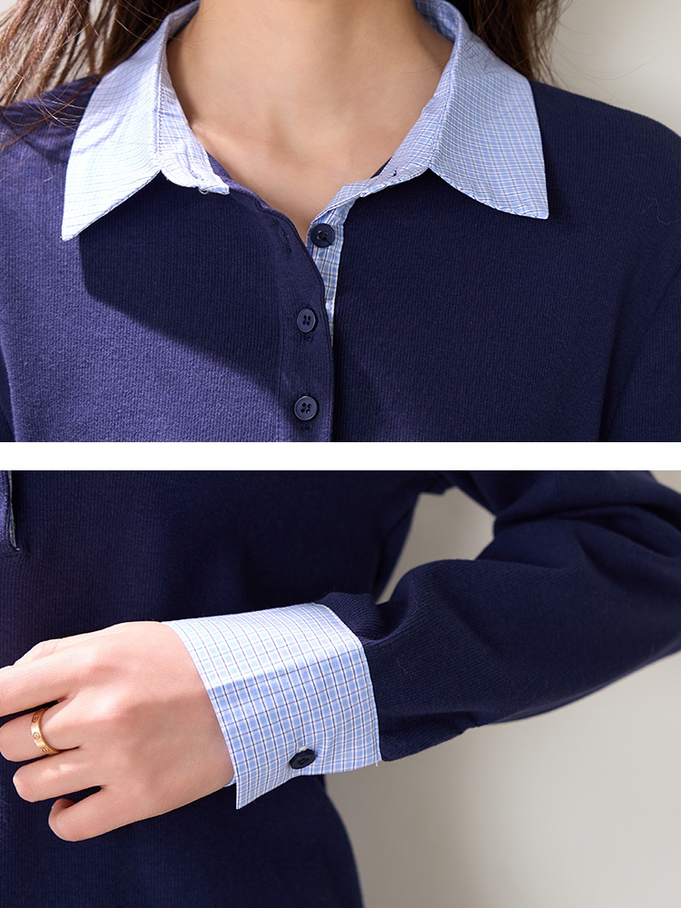 Casual Pseudo-two commuting spring T-shirt for women