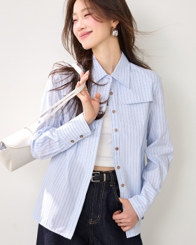 France style stripe shirt Casual commuting tops for women