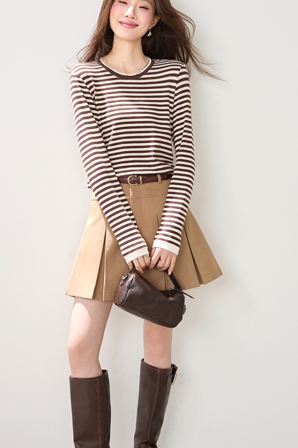 Stripe tops mixed colors T-shirt for women