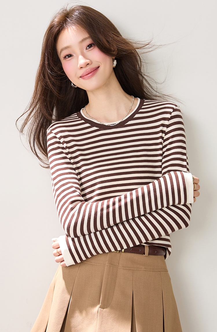 Stripe tops mixed colors T-shirt for women