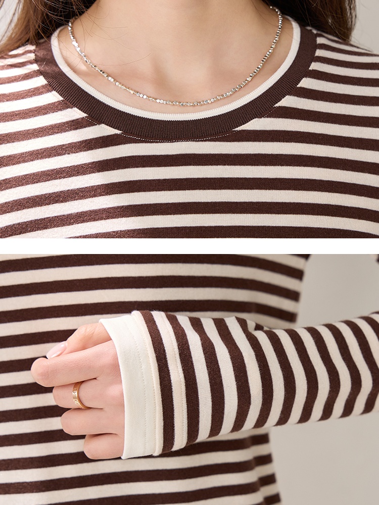 Stripe tops mixed colors T-shirt for women