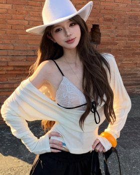 Slim sexy tops enticement spring T-shirt 2pcs set