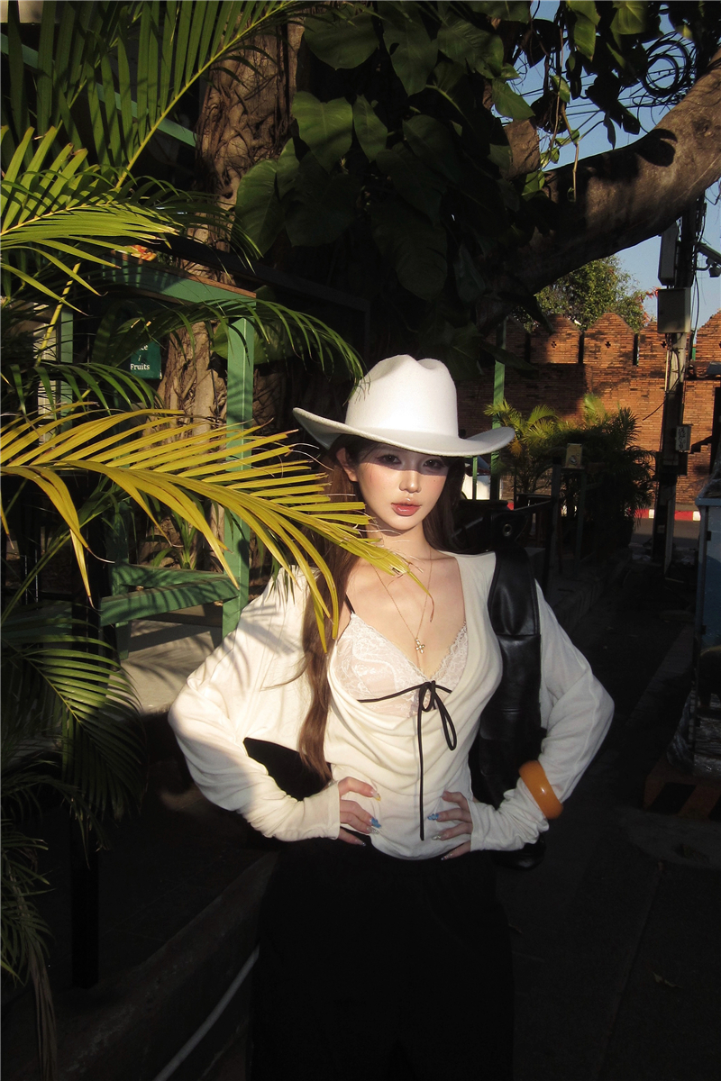 Slim sexy tops enticement spring T-shirt 2pcs set